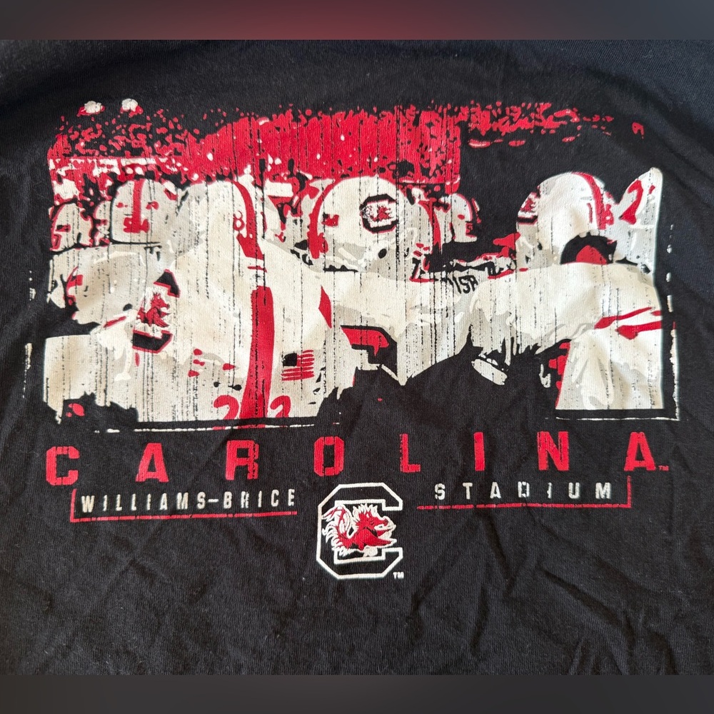 Champion Black Graphic Long Sleeve T-Shirt with Red and White Carolina Print